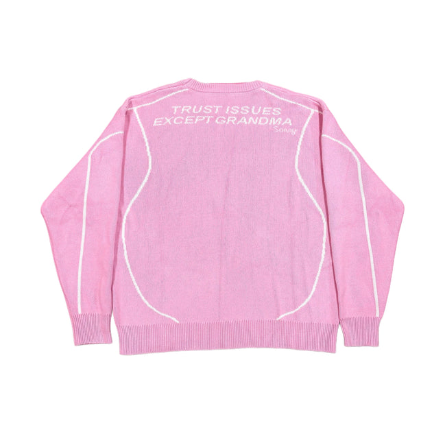 Pink Graphic Jacquard Cotton Crewneck Sweater