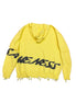 Distressed Jacquard Hoodie in Yellow