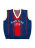 Striped Sleeveless Jacquard Vest in Red & Blue
